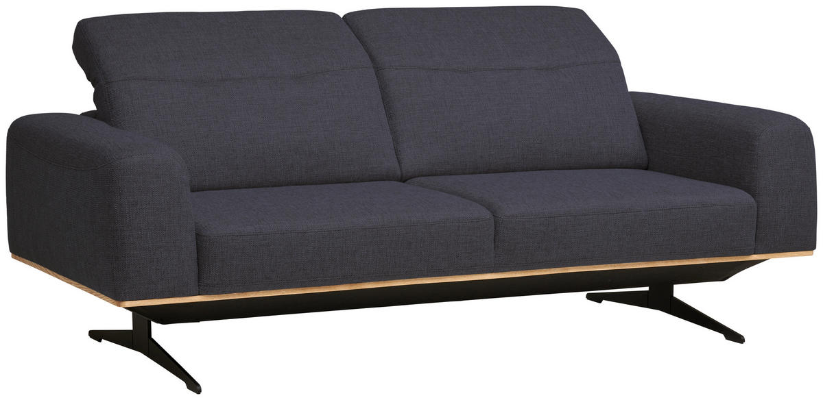 3-SITZER-SOFA in Struktur Dunkelblau  - Schwarz/Dunkelblau, Design, Textil/Metall (205/76-97/102cm) - Novel