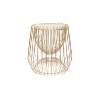 BEISTELLTISCH Metall, Stein 50/50/51 cm  - Weiss/Messingfarben, Basics, Stein/Metall (50/50/51cm) - Kayoom