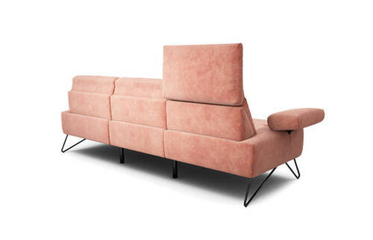 3-SITZER-SOFA in Samt Rosa  - Schwarz/Rosa, Design, Textil/Metall (234-264/85/86-94cm) - SENSOO