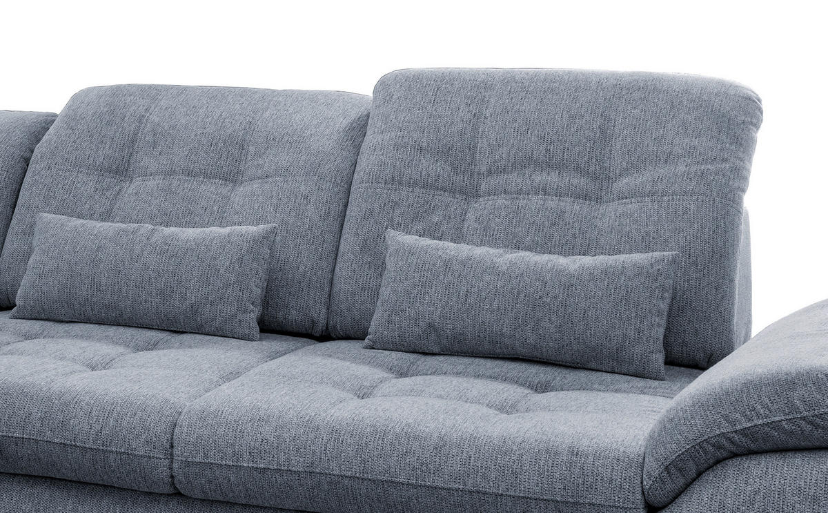 ECKSOFA in Chenille Hellblau  - Chromfarben/Anthrazit, Modern, Textil/Metall (184/314cm) - Livetastic
