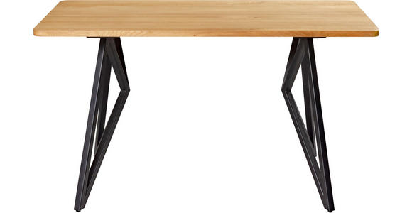 ESSTISCH Eiche vollmassiv - Schwarz, KONVENTIONELL, Holz/Metall (140/80/76cm) - Novel