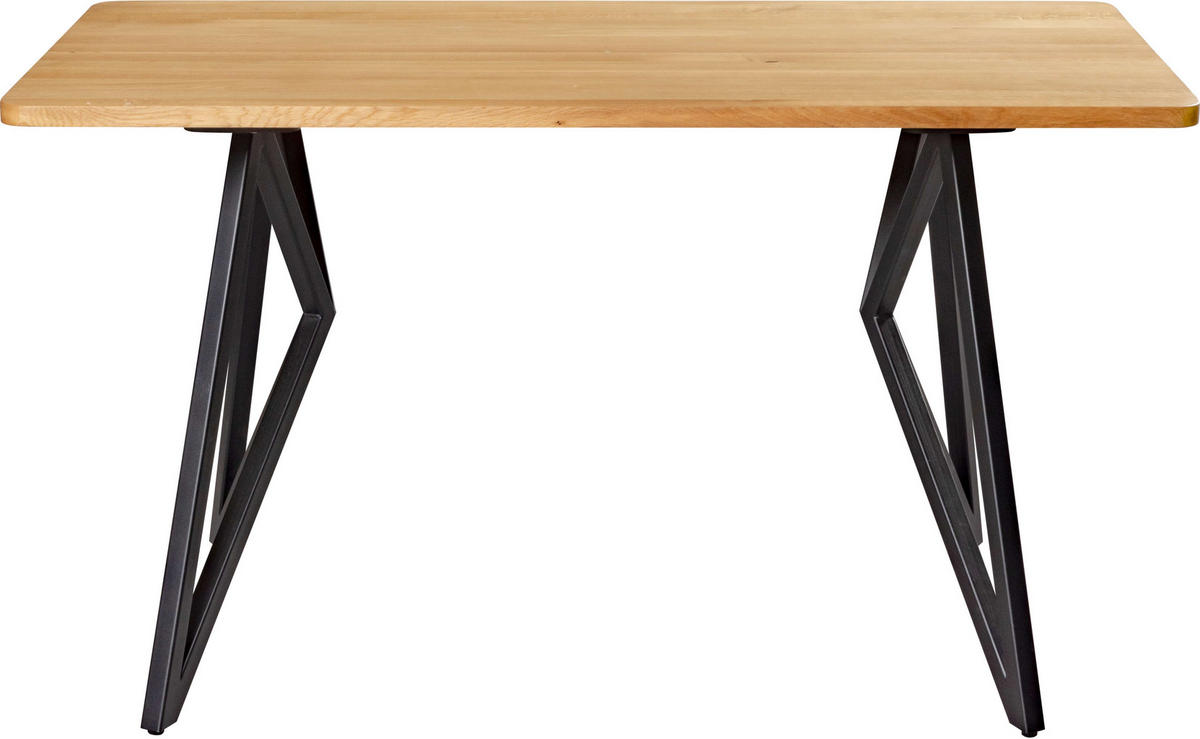 ESSTISCH Eiche vollmassiv  - Schwarz, KONVENTIONELL, Holz/Metall (140/80/76cm) - Novel