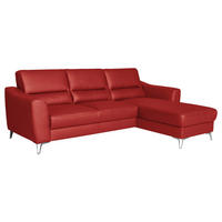 ECKSOFA Rot Echtleder Lederlook  - Chromfarben/Rot, Design, Leder/Textil (241/168cm) - Livetastic