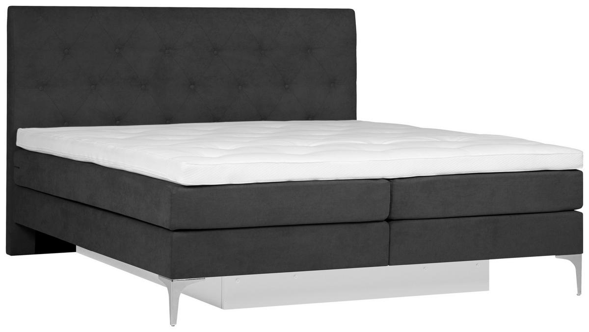 BOXSPRINGBETT 160/200 cm  in Graphitfarben  - Chromfarben/Graphitfarben, Design, Textil/Metall (160/200cm) - Welnova