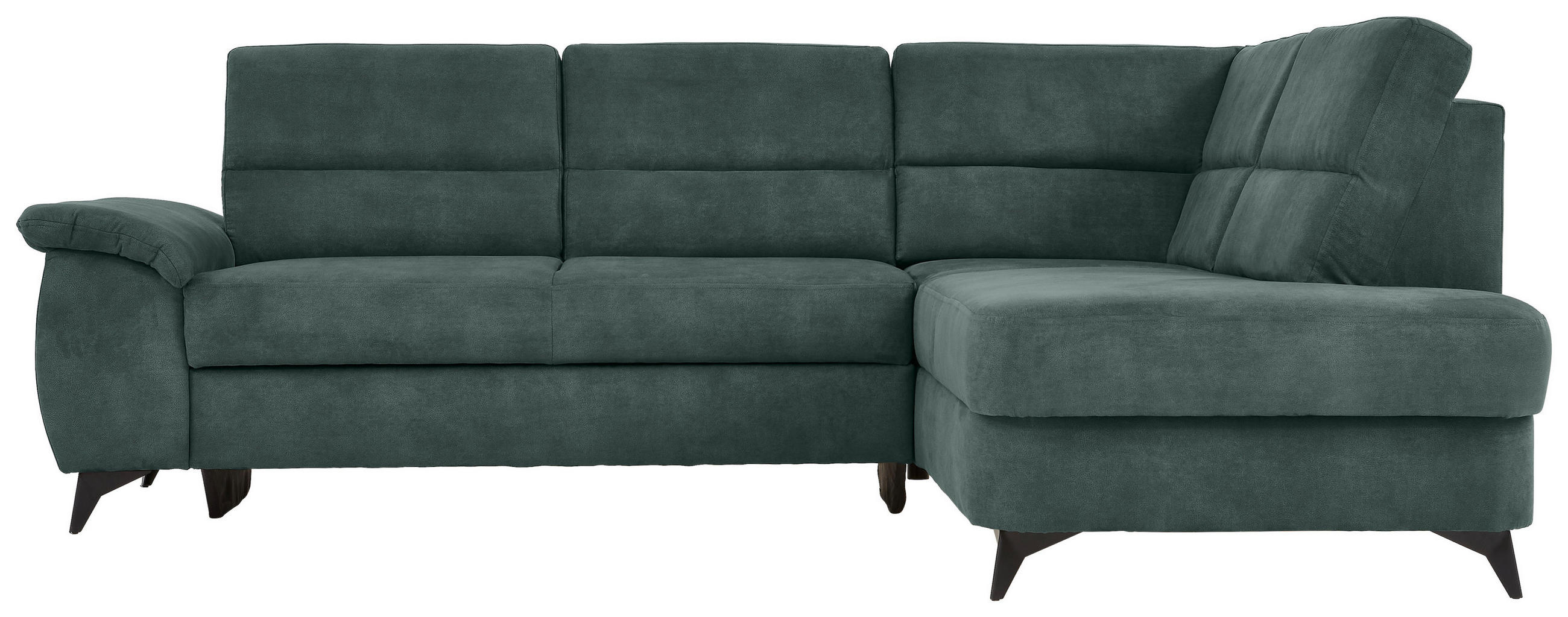 Wohnlandschaft inkl.Funktionen Petrol Lederlook - Petrol/Schwarz, KONVENTIONELL, Textil/Metall (257/194cm) - Cantus