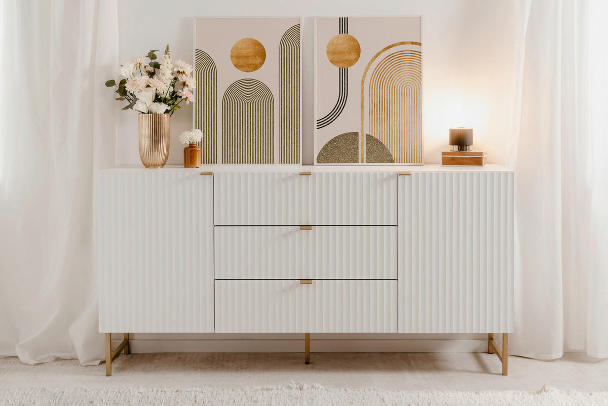 SIDEBOARD  in 179/90/41 cm  - Goldfarben/Weiß, Design, Holzwerkstoff/Kunststoff (179/90/41cm) - MID.YOU