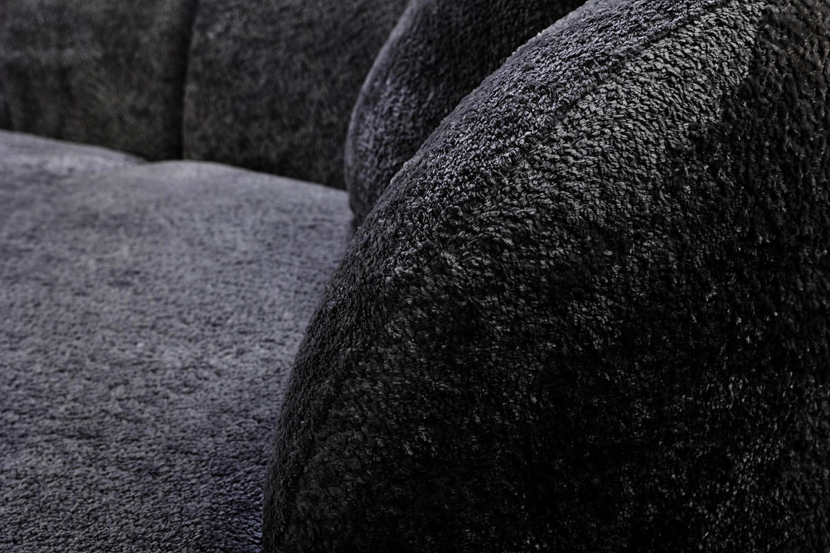 ECKSOFA in Bouclé Schwarz  - Schwarz, Design, Kunststoff/Textil (264/143cm) - MID.YOU