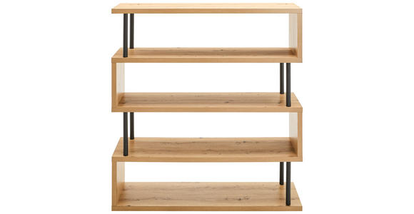 REGAL Schwarz, Eichefarben  - Eichefarben/Schwarz, Basics, Holzwerkstoff/Metall (156/165/35cm) - Xora