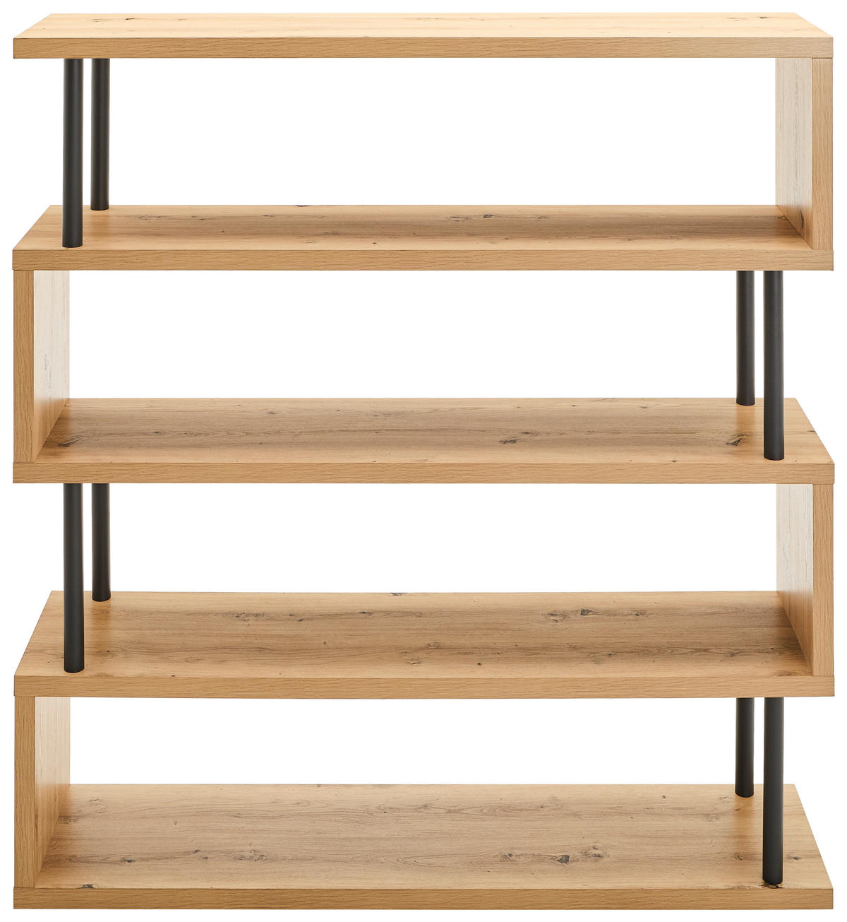 REGAL Schwarz, Eichefarben  - Eichefarben/Schwarz, Basics, Holzwerkstoff/Metall (156/165/35cm) - Xora