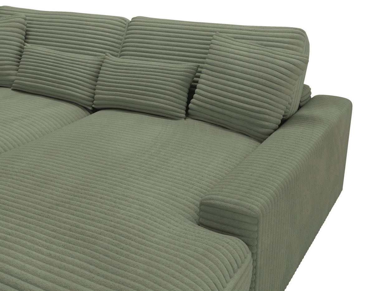 BIGSOFA in Cord Olivgrün  - Schwarz/Olivgrün, MODERN, Kunststoff/Textil (230/85/190cm) - Carryhome