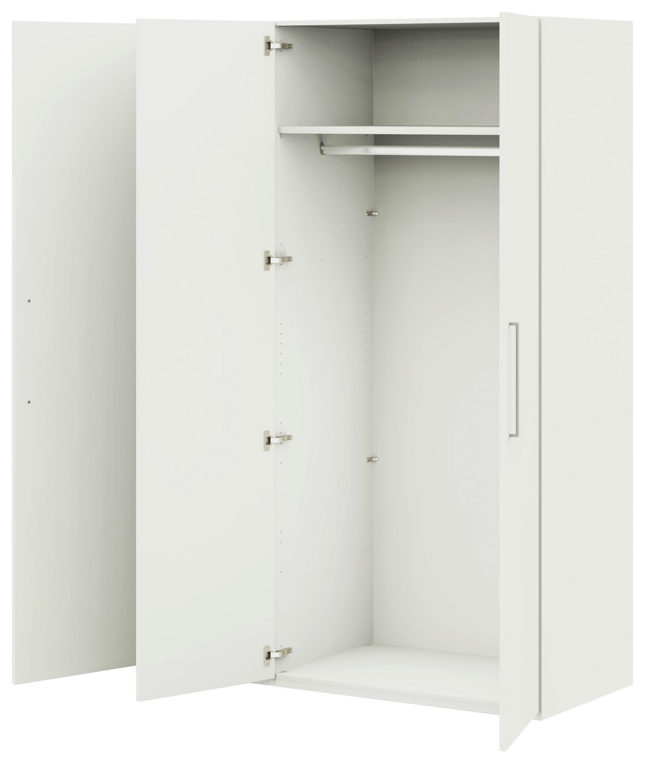 KLEIDERSCHRANK in Weiss  - Weiss/Edelstahlfarben, Design, Glas/Holzwerkstoff (151,3/213,6/59,3cm) - Cantus