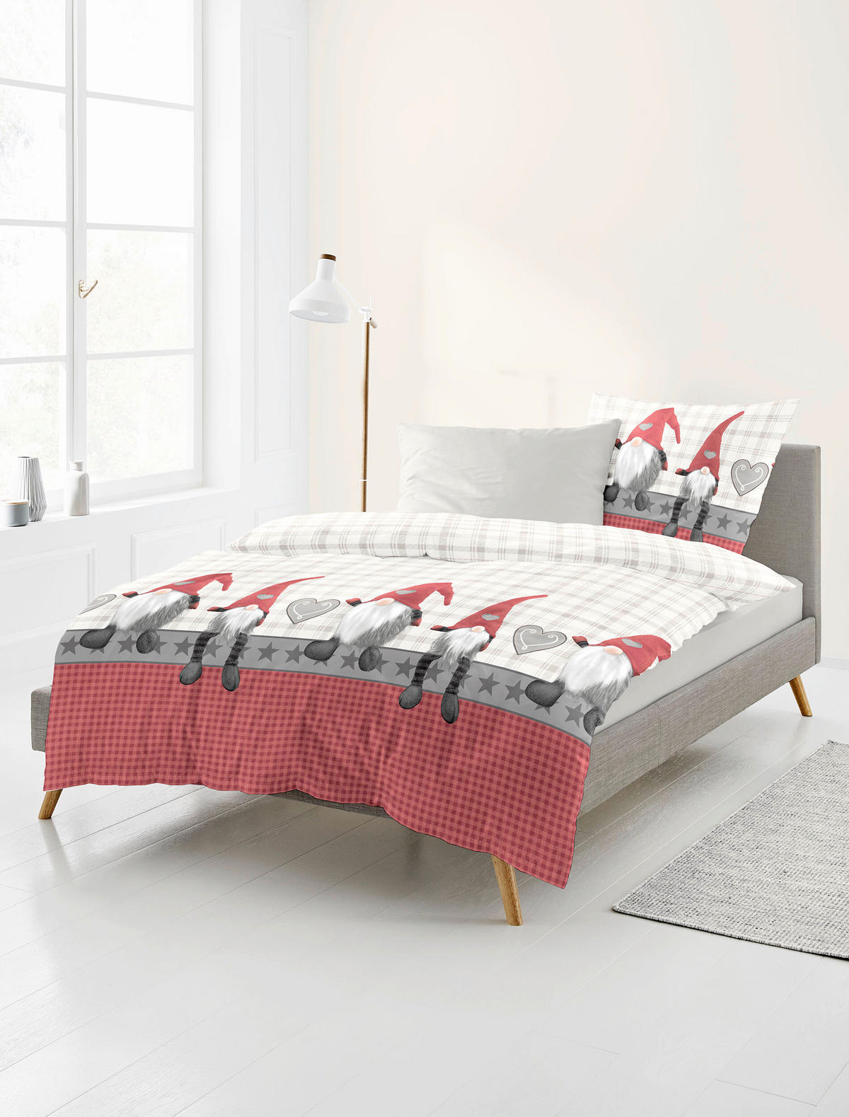 BETTWÄSCHE 2-teilig Biber 135/200 cm  - Grauweiß, Design, Textil (135/200cm) - Bierbaum