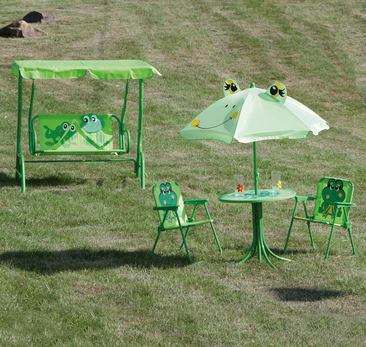 Kinder-Hollywoodschaukel 115/118/75 cm  - Grün, MODERN, Textil/Metall (115/118/75cm) - Siena Garden