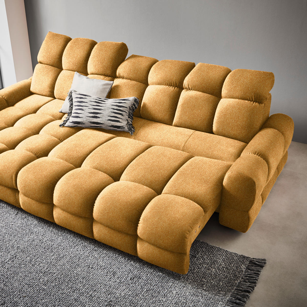 HÖRNSOFFA i velour currygul  - currygul/svart, Design, textil/plast (178/283cm) - Welnova