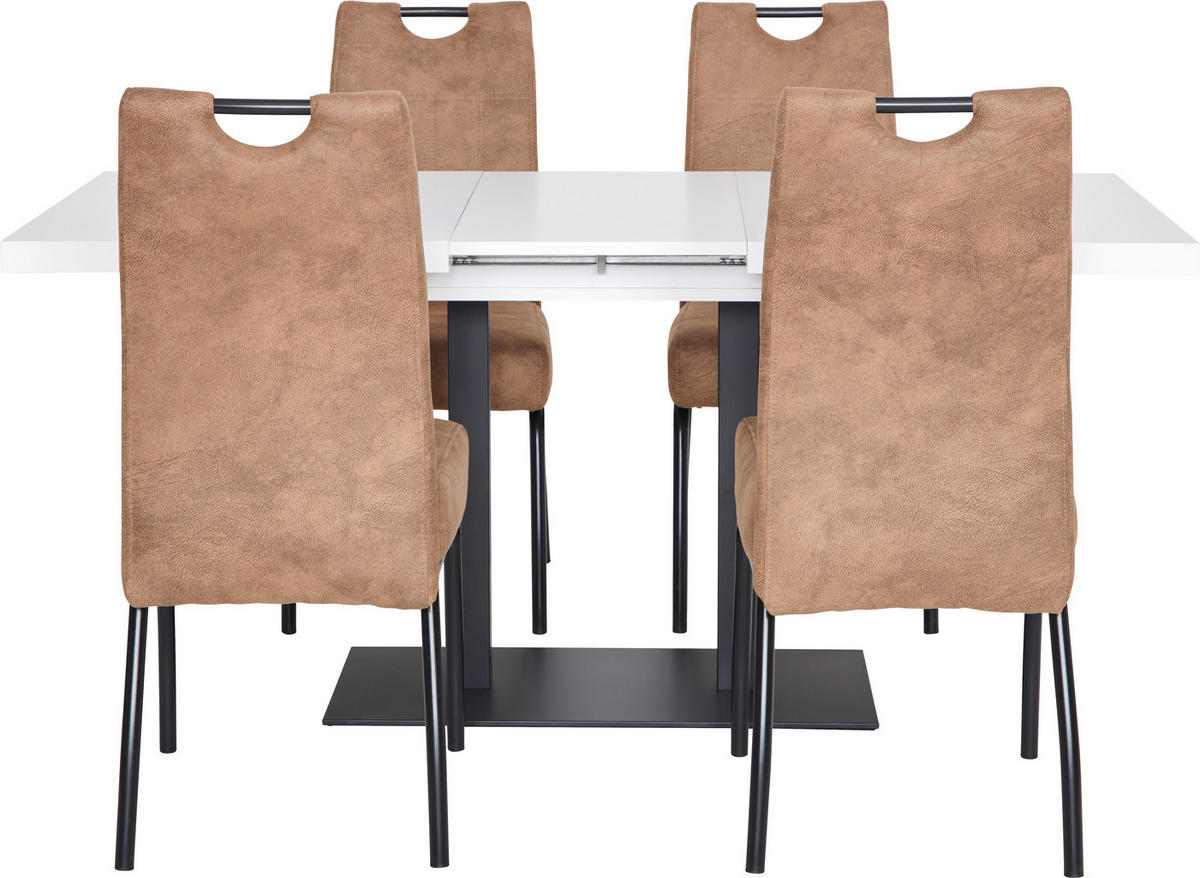 JEDILNA MIZA, črna, bela  - črna/bela, Moderno, kovina/leseni material (120/80/75cm) - MID.YOU