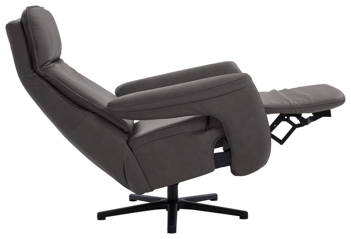 RELAXSESSEL in Leder Dunkelbraun  - Dunkelbraun/Schwarz, Design, Leder/Metall (83/112/87-174cm) - Valdera