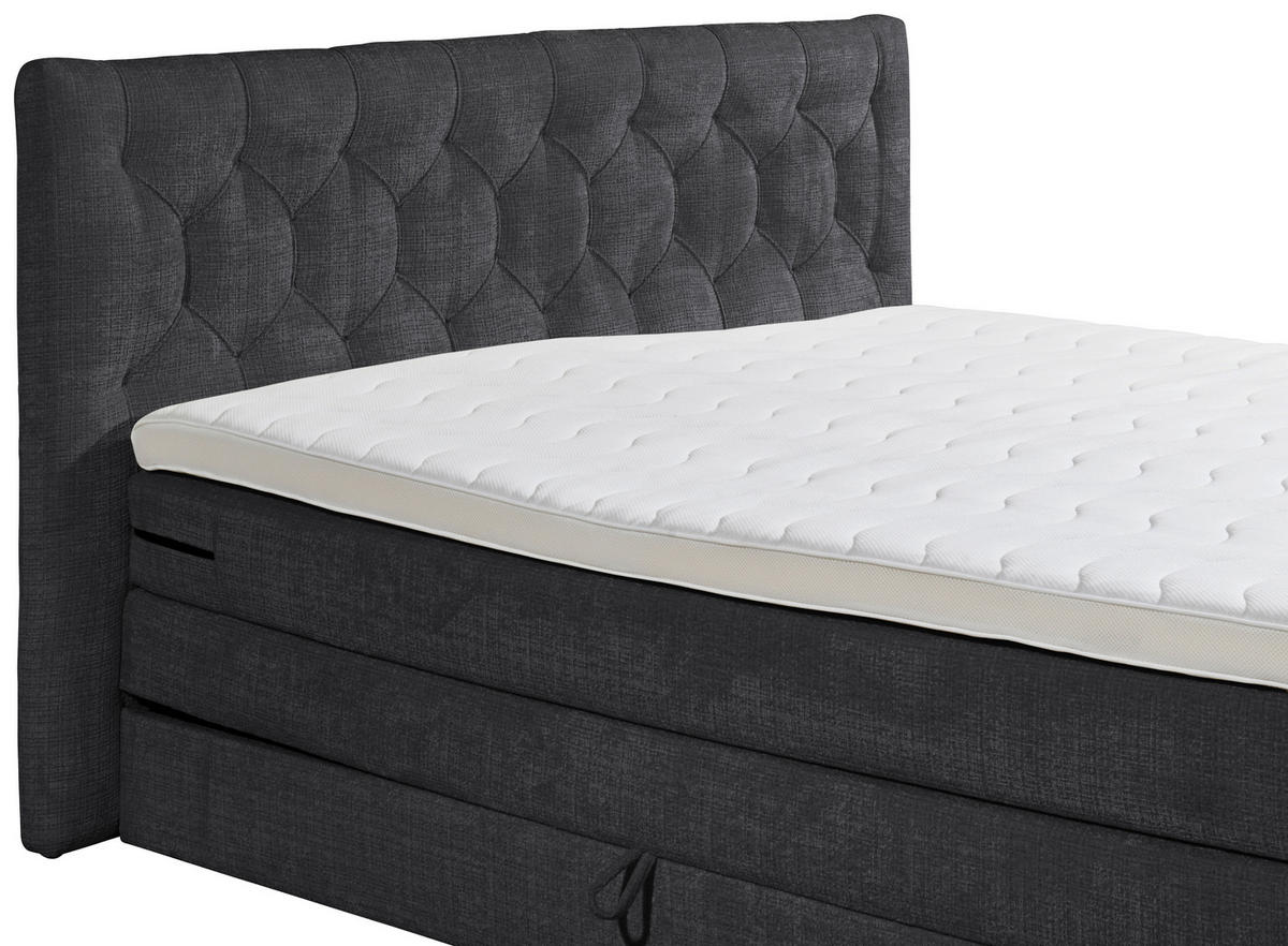BOXSPRINGOVÁ POSTEĽ, 180/200 cm, čierna - čierna, Modern, kompozitné drevo/textil (180/200cm) - MID.YOU