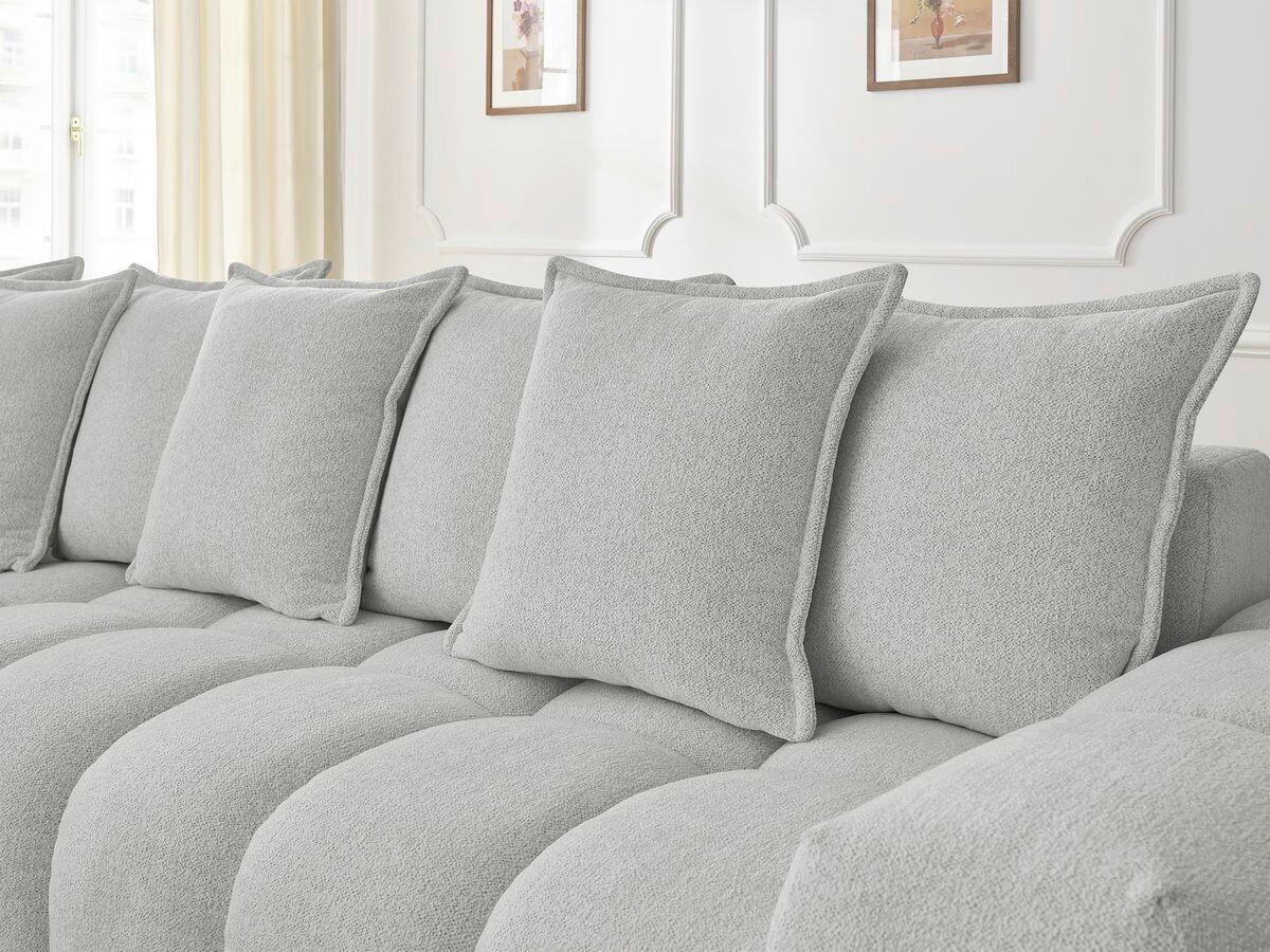 ECKSOFA Ottomane links  EVEREST Hellgrau Flachgewebe  - Hellgrau/Schwarz, MODERN, Kunststoff/Textil (210/352cm)