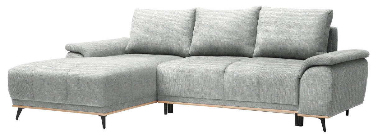 ECKSOFA in Struktur Grau  - Schwarz/Grau, Modern, Textil/Metall (168/262cm) - home24