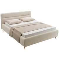 POLSTERBETT 140/200 cm,  in Beige,  - Eichefarben/Beige, KONVENTIONELL, Holz/Textil (140/200cm) - Boxxx