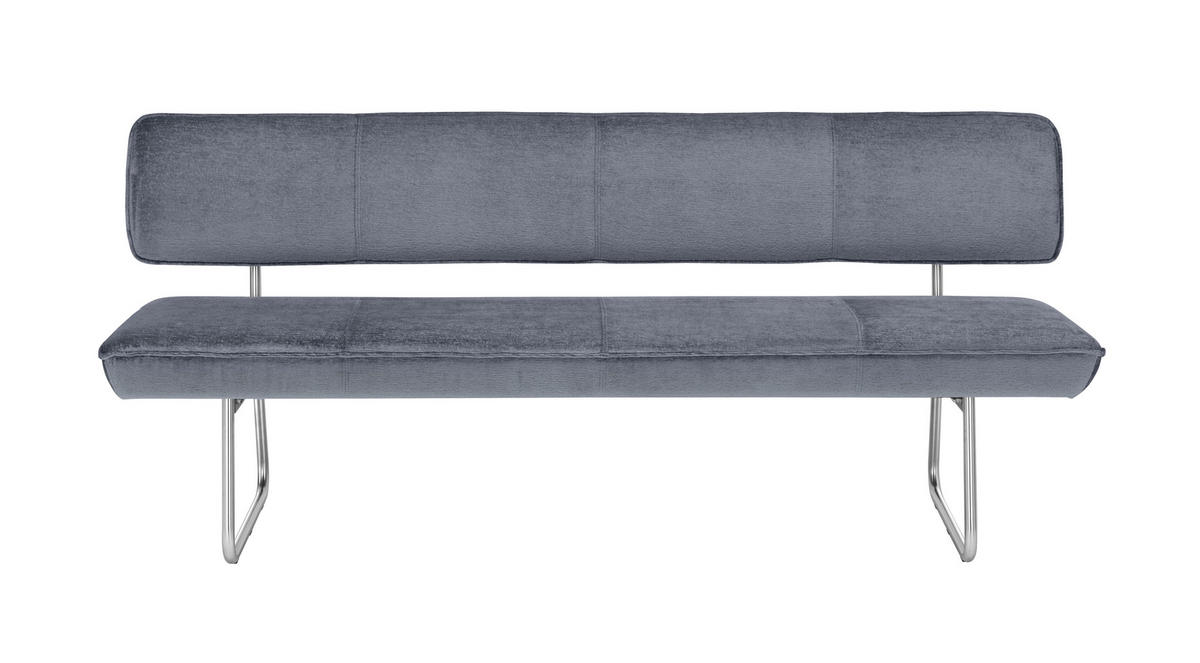 SITZBANK in Metall, Textil Grau, Edelstahlfarben  - Edelstahlfarben/Grau, Design, Textil/Metall (200/87/67cm) - Venjakob