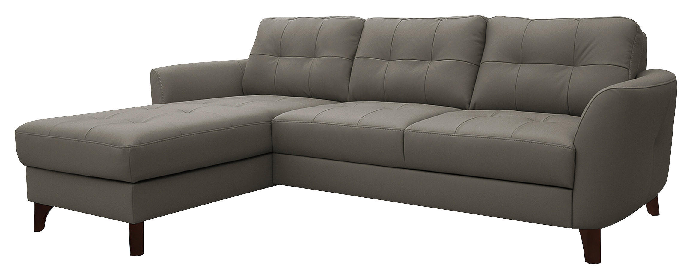 ECKSOFA Schlammfarben Echtleder Lederlook  - Schlammfarben/Buchefarben, Design, Leder/Holz (238/168cm) - Livetastic