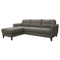 ECKSOFA in Lederlook Echtleder Schlammfarben  - Schlammfarben/Buchefarben, Design, Leder/Holz (238/168cm) - Livetastic