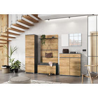 GARDEROBENPANEEL  in 96/147/30 cm  - Eichefarben/Anthrazit, Design, Holzwerkstoff (96/147/30cm) - Xora