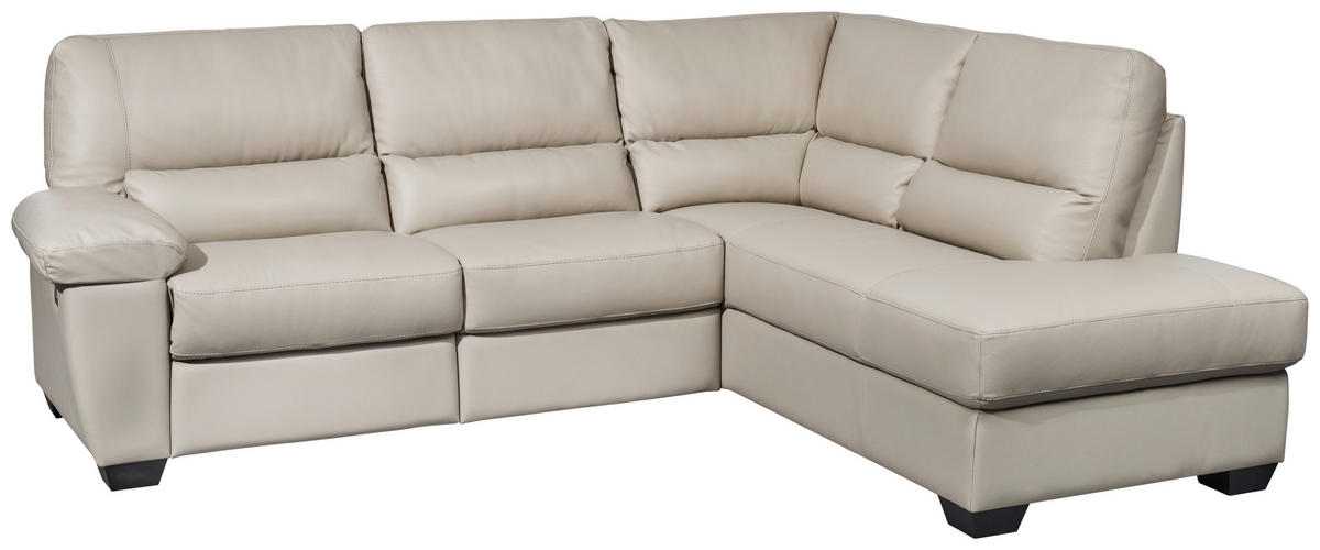 ECKSOFA in Kombination Echtleder/Lederlook Greige  - Greige, Konventionell, Leder/Kunststoff (248/201cm) - Livetastic