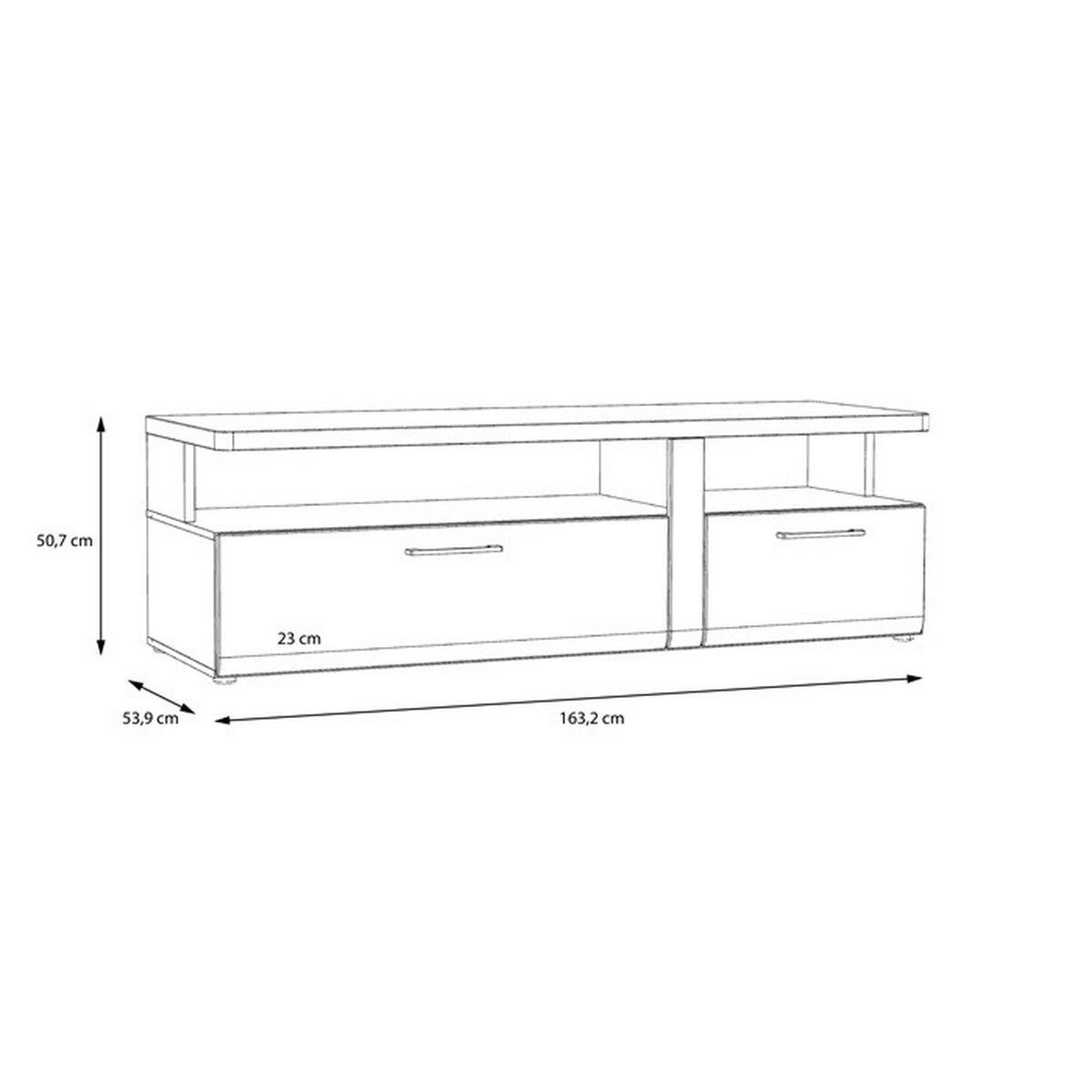 Comodă Tv 163,2/50,7/54,1 cm  - alb/alb lucios intens, Design, material pe bază de lemn (163,2/50,7/54,1cm) - Cantus