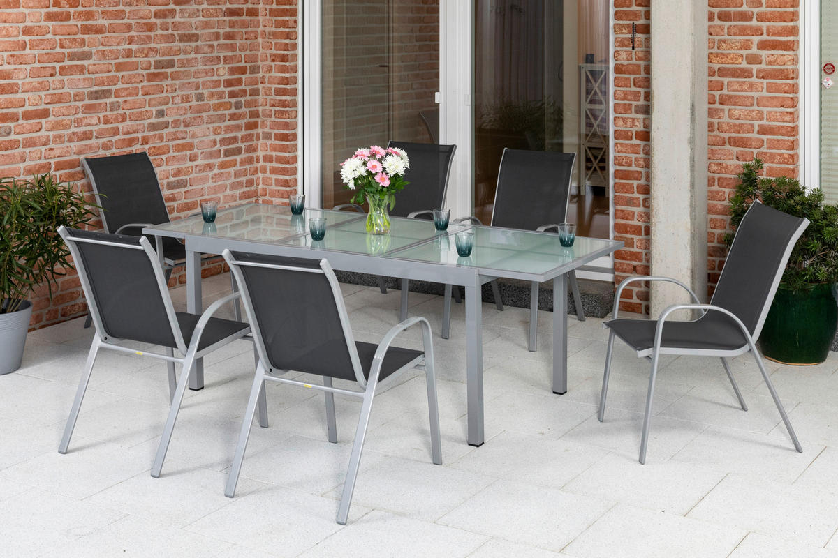 GARTENSET Aluminium  - Silberfarben/Grau, MODERN, Textil/Metall - Gardenson