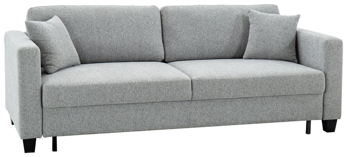 SCHLAFSOFA Leinenoptik Hellgrau  - Hellgrau/Schwarz, Design, Holz/Textil (220,5/86/96cm) - Livetastic