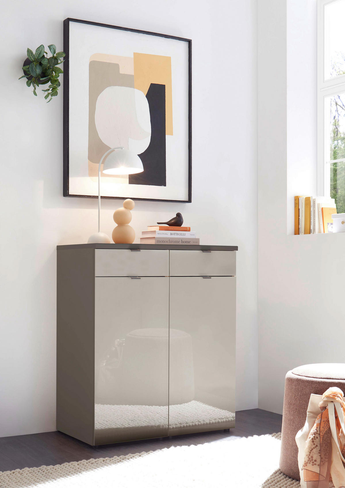 KOMMODE  in 80/91,2/43 cm  - Schieferfarben/Graubraun, Basics, Glas/Holzwerkstoff (80/91,2/43cm) - Dieter Knoll