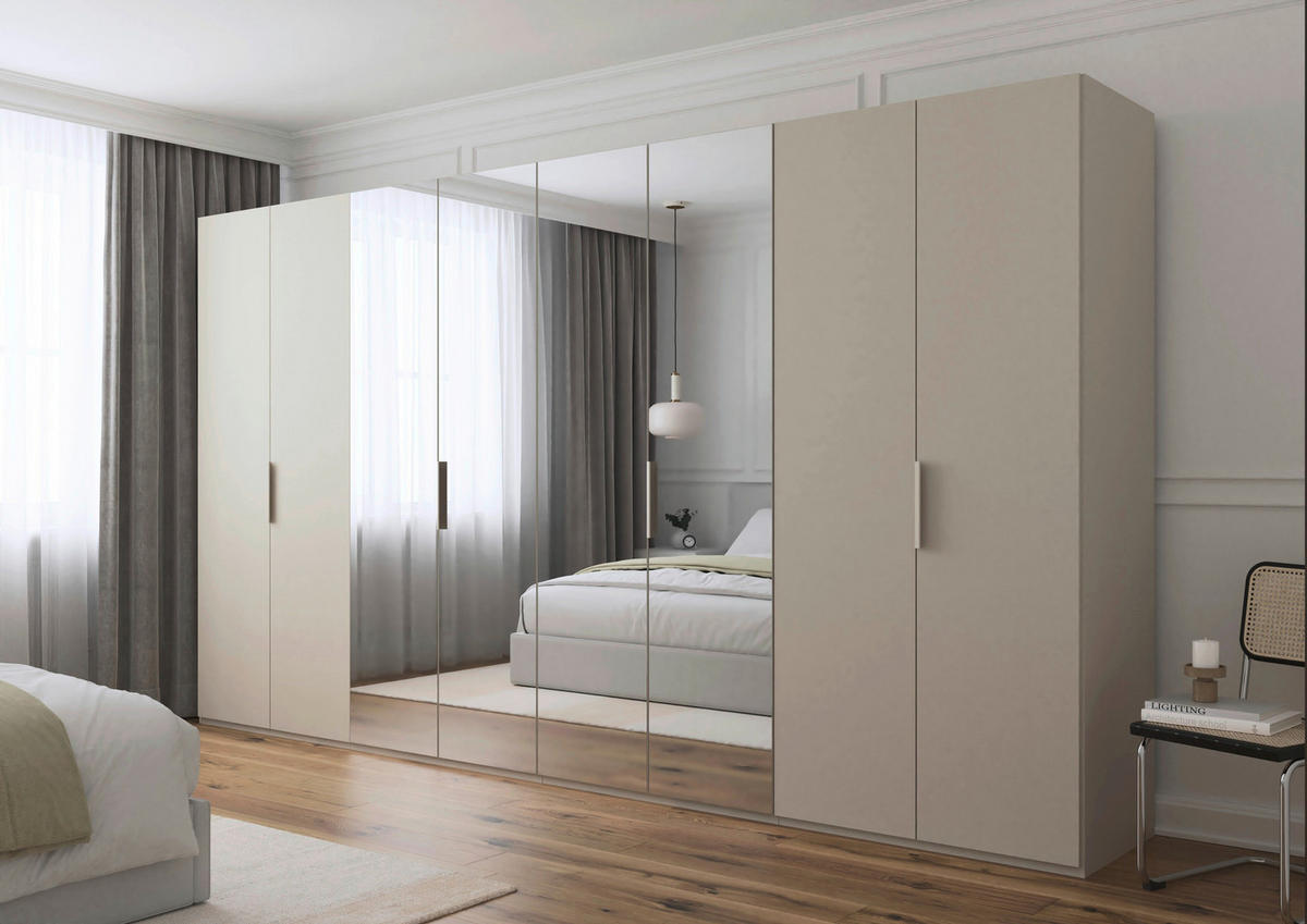 DREHTÜRENSCHRANK 400/235/61 cm,  in Champagner, 8-türig  - Champagner, Basics, Glas/Holzwerkstoff (400/235/61cm) - Novel