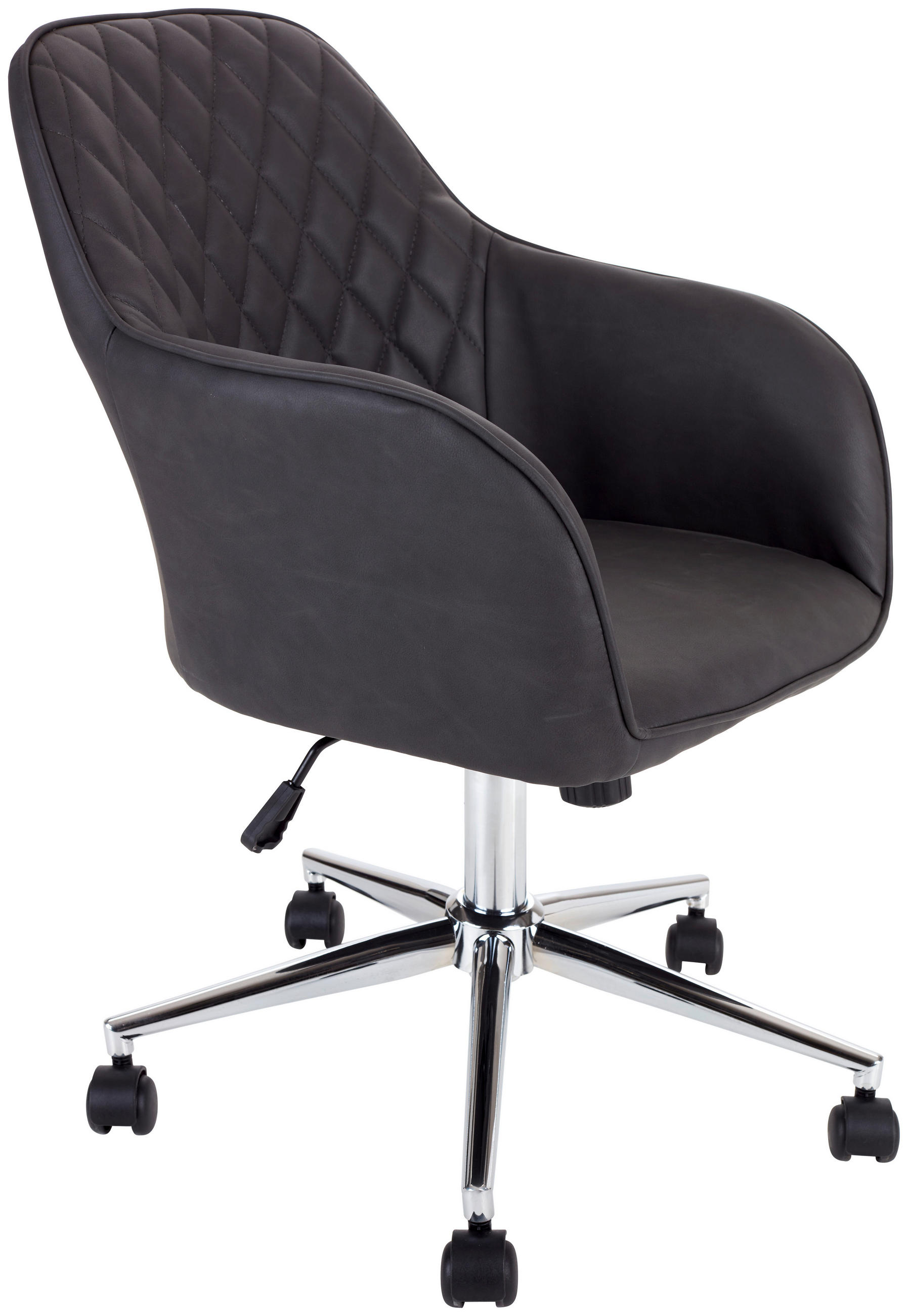 DREHSTUHL Lederlook Anthrazit, Chromfarben  - Chromfarben/Anthrazit, MODERN, Kunststoff/Textil (57,5/84,5-94,5/58,5cm) - MID.YOU