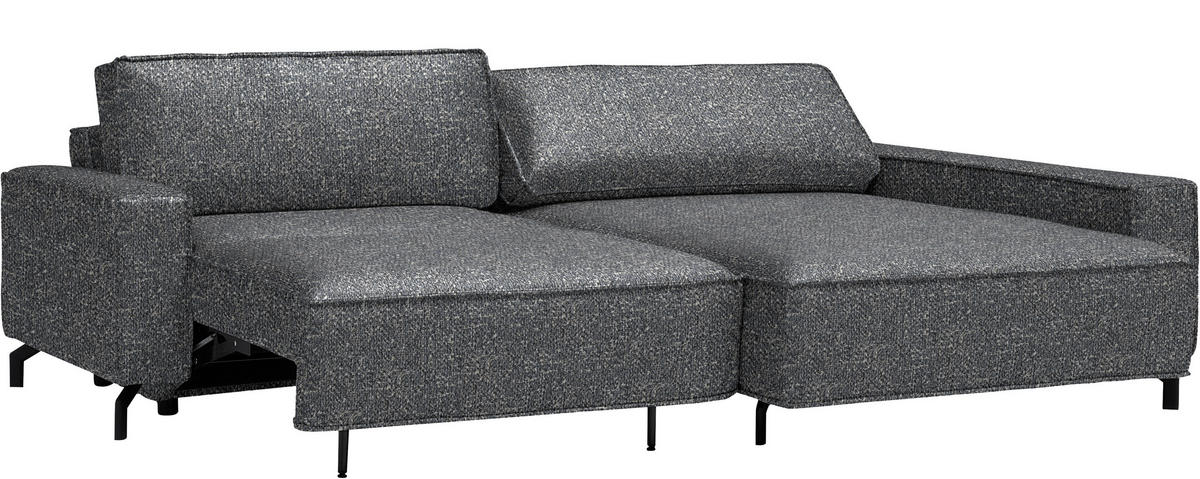 ECKSOFA Mikrovelours Grau  - Schwarz/Grau, Design, Textil (246/164cm) - Sedda