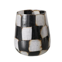 WINDLICHT Schwarz, Weiß 12,5/14,5 cm  - Schwarz/Weiß, Basics, Glas (12,5/14,5cm) - Boltze Home