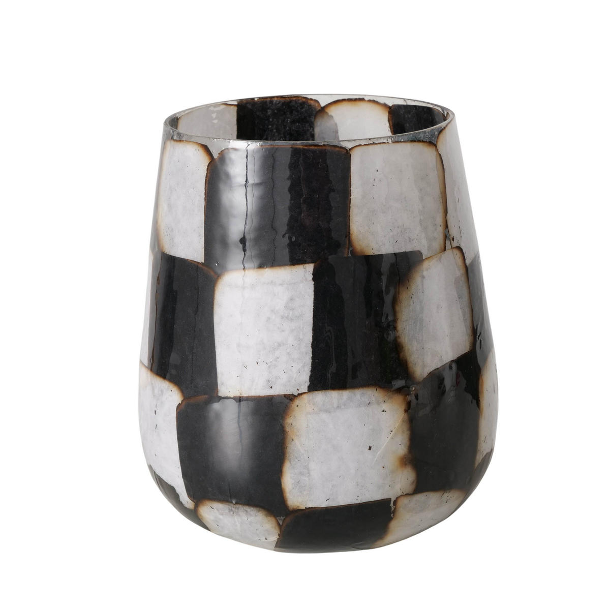 WINDLICHT Schwarz, Weiß 12,5/14,5 cm  - Schwarz/Weiß, Basics, Glas (12,5/14,5cm) - Boltze Home