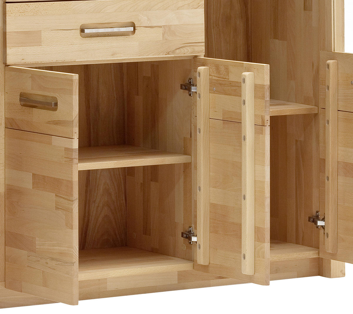 HIGHBOARD  in 163/122/40 cm  - Buchefarben/Alufarben, Design, Glas/Holz (163/122/40cm) - MID.YOU