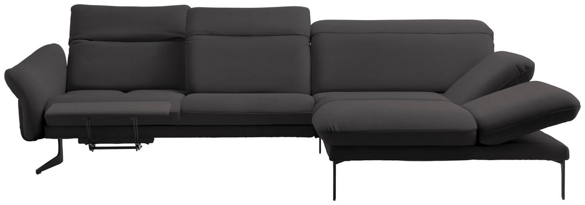 ECKSOFA Grau Echtleder  - Anthrazit/Grau, Design, Leder/Metall (299/203cm) - Himolla