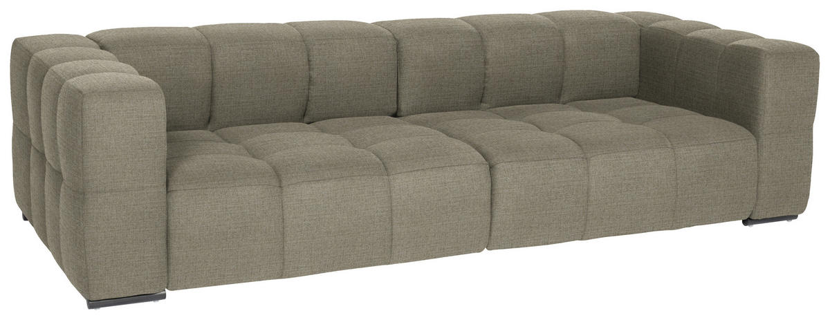 BIGSOFA  in Flachgewebe, Leinenoptik Beige  - Beige/Schwarz, Design, Textil/Metall (262/66/113cm) - Belluti