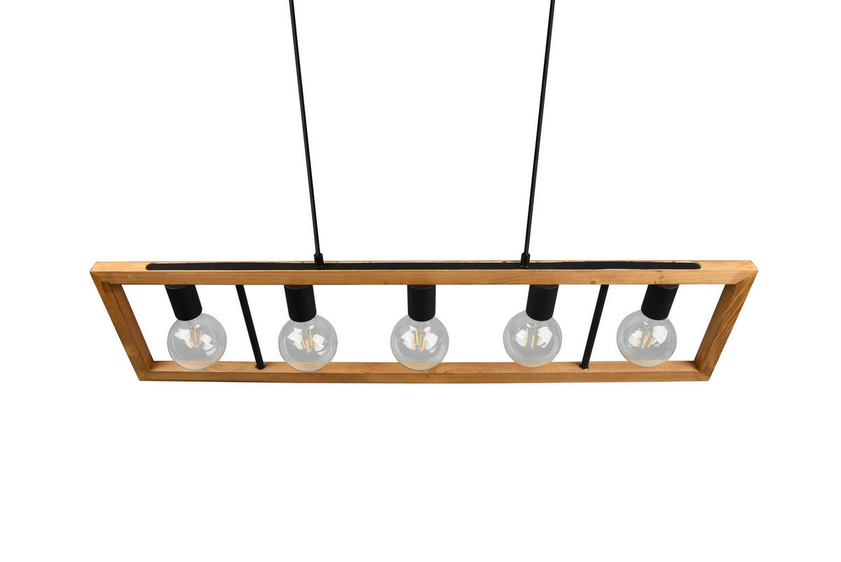 PENDELLEUCHTE  100/150/8,5 cm   - Schwarz/Braun, Natur, Holz/Metall (100/150/8,5cm) - Trio Leuchten