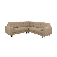 ECKSOFA Noret Hellbraun Rückenkissen, Armlehnenkissen, Bettkasten, Schlaffunktion  - Hellbraun/Buchefarben, Design, Holz/Textil (242/242cm) - MID.YOU