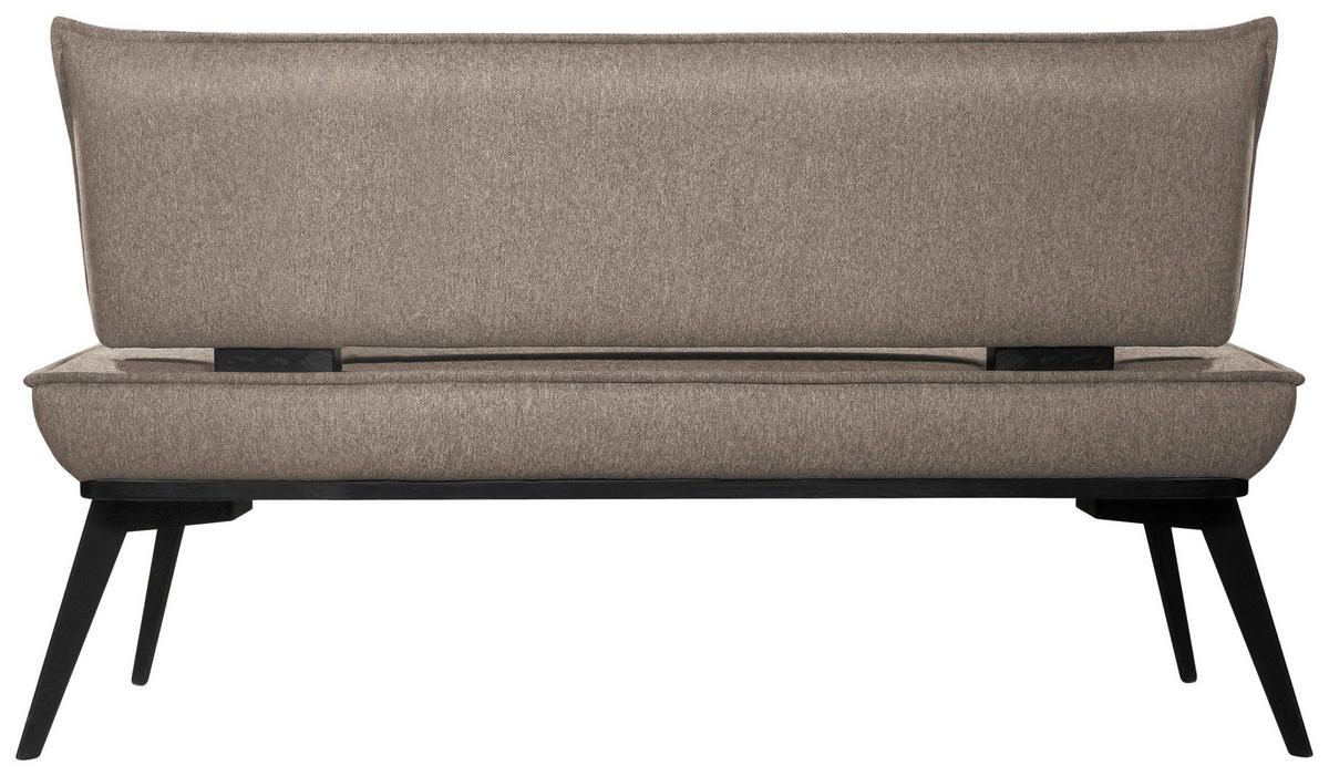 SITZBANK 153/90/65 cm Webstoff Schwarz, Taupe Buche massiv  - Taupe/Schwarz, Basics, Holz/Textil (153/90/65cm) - Carryhome