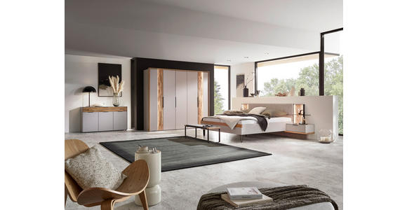 BETTANLAGE - Wildeiche/Hellgrau, Design, Holz/Textil (180/200cm) - Dieter Knoll