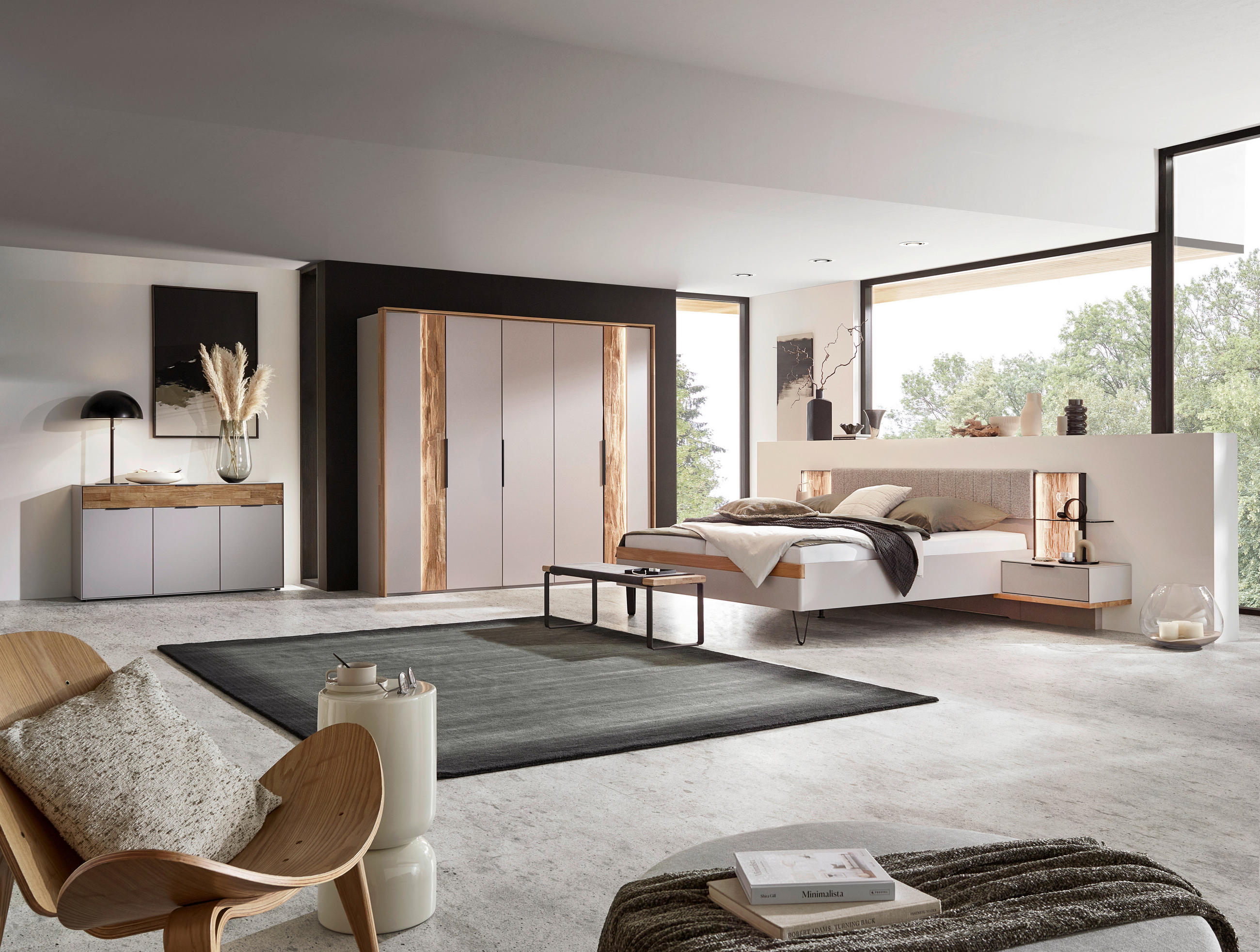 BETTANLAGE - Wildeiche/Hellgrau, Design, Holz/Textil (180/200cm) - Dieter Knoll