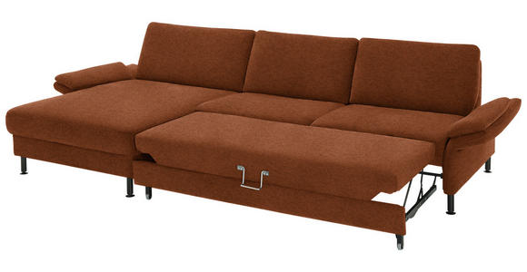 ECKSOFA  in Chenille, Flachgewebe Rostfarben  175/316 cm  - Rostfarben/Schwarz, Design, Textil/Metall (175/316cm) - Dieter Knoll