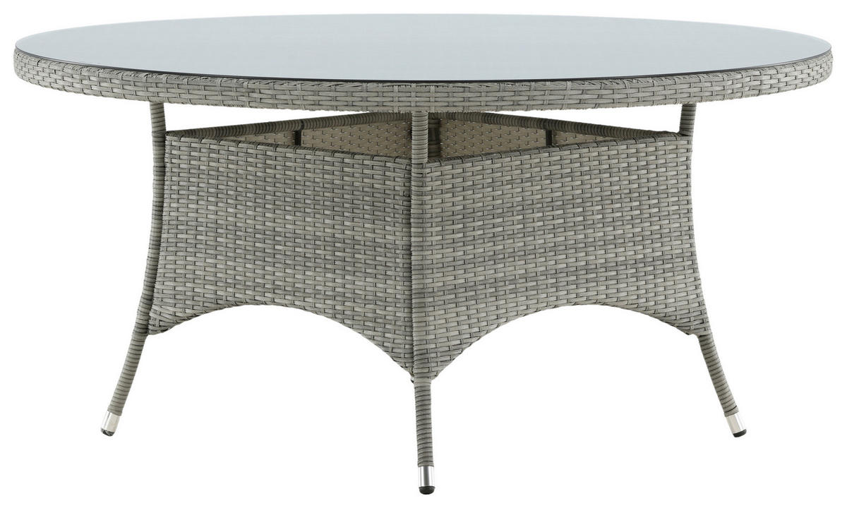 UTEBORD metall, plast, glas rund  - grå, Klassisk, metall/glas (150/150/74cm) - Gardenson