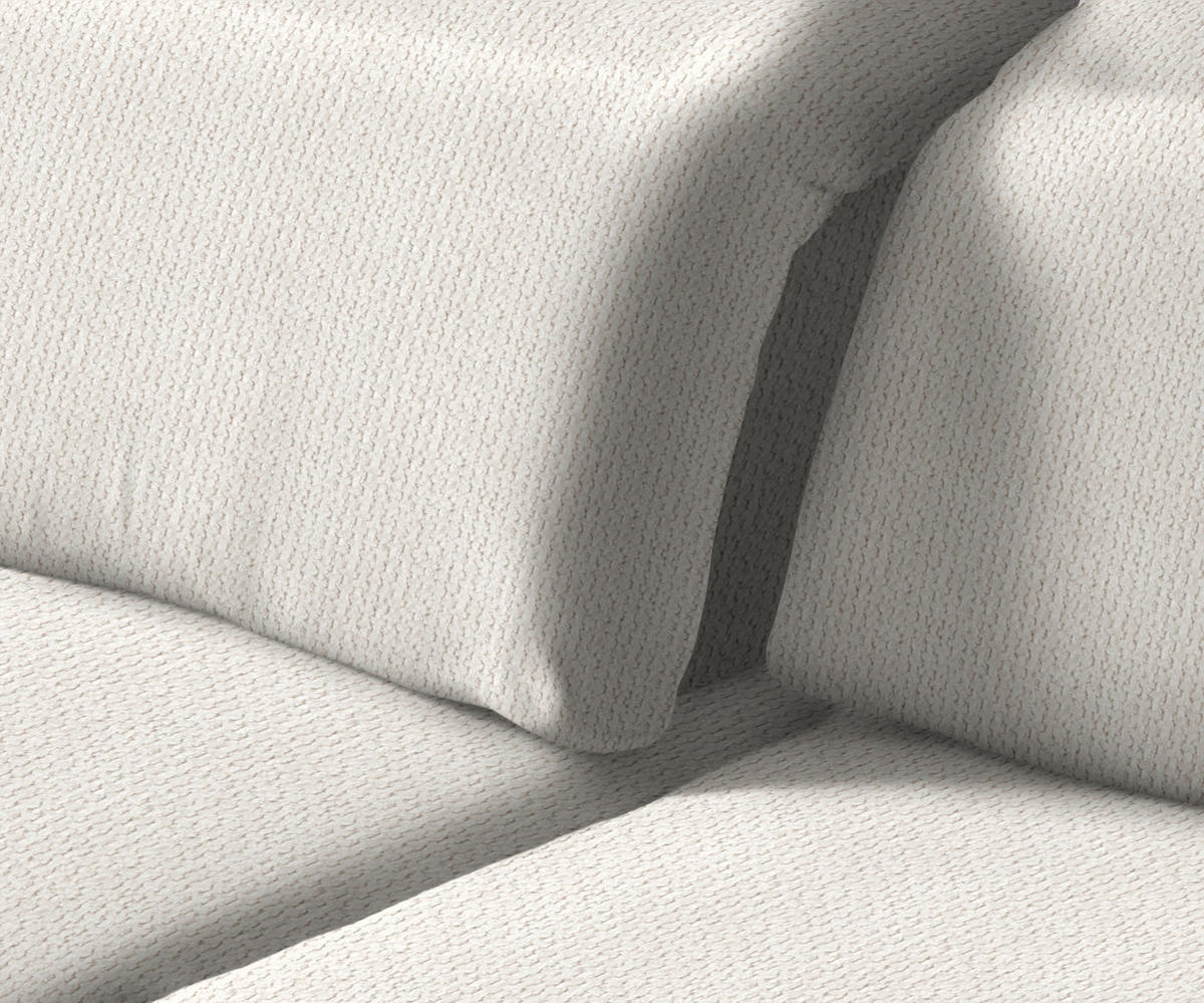 ECKSOFA in Webstoff Creme  - Creme/Schwarz, Design, Textil/Metall (180/289cm) - Stylife