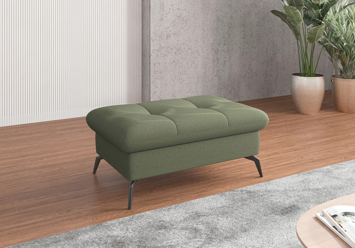 HOCKER in Textil Olivgrün  - Schwarz/Olivgrün, KONVENTIONELL, Textil/Metall (102/47/69cm) - Sit & More